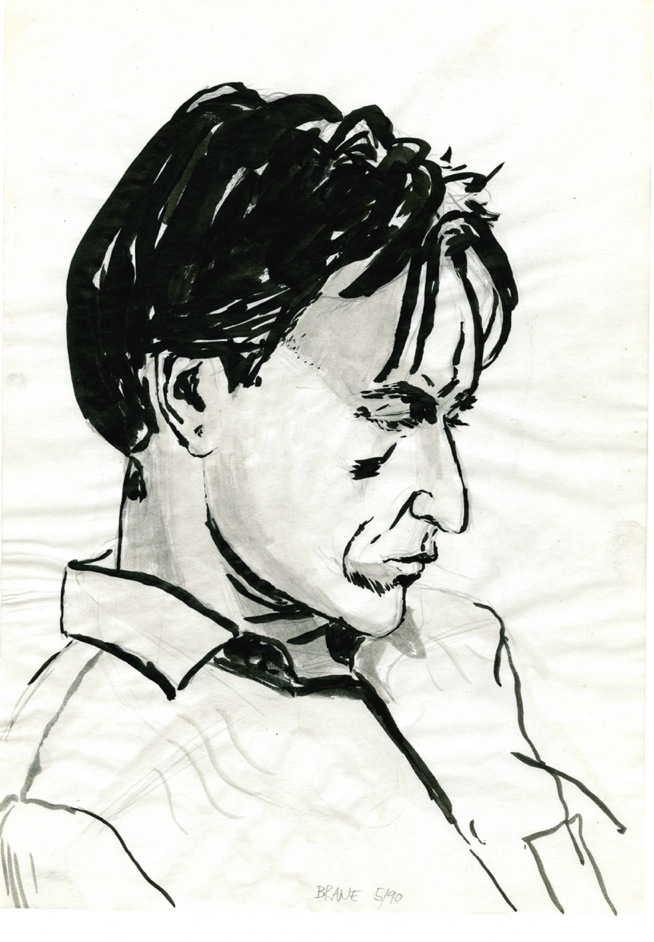 Andrej Brumen Čop, Brane, 1990, tuš, svinčnik, papir, (foto arhiv MGML) Andrej_Brumen_Cop