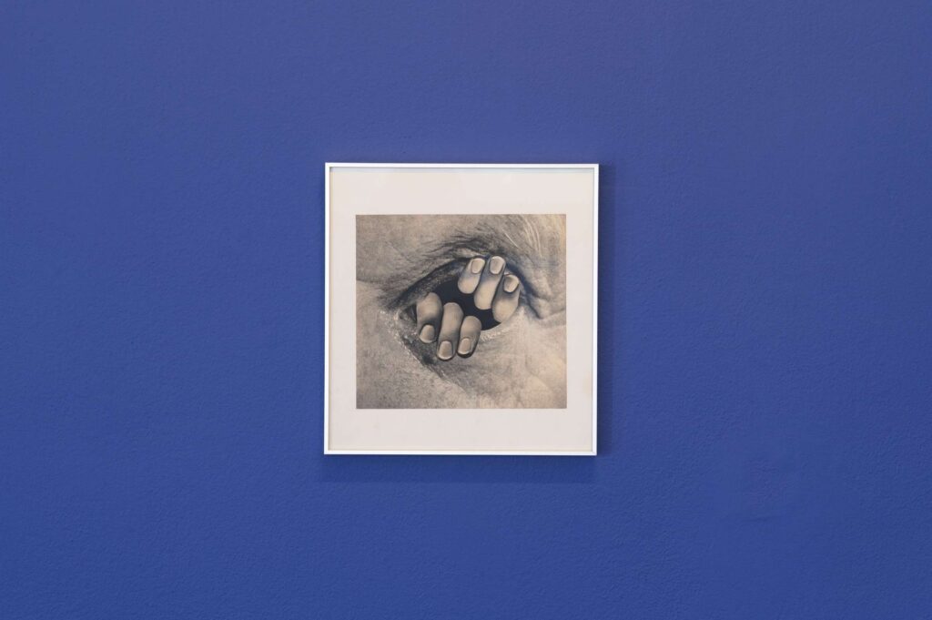 Slika 1: Nemirno oko Staneta Jagodiča na razstavi v Mestni galeriji Ljubljana. (©MGML, foto: Blaž Gutman; https://mgml.si/sl/mestna-galerija/razstave/709/stane-jagodic/#&gid=null&pid=3 Pridobljeno 17. 5. 2026)